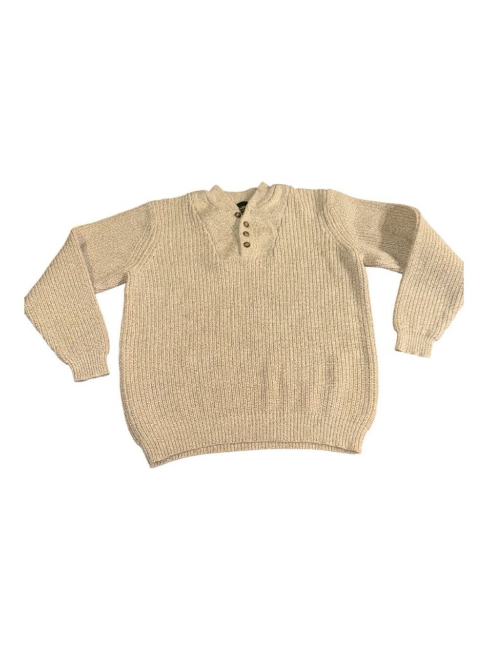 Vintage 90's Eddie Bauer Sweater Mens Large Beige Knit Pullover Heritage Outdoor